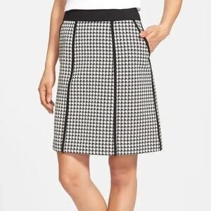 Lafayette 148 New York Madeline Houndstooth A-Line Mini Women's Skirt 8